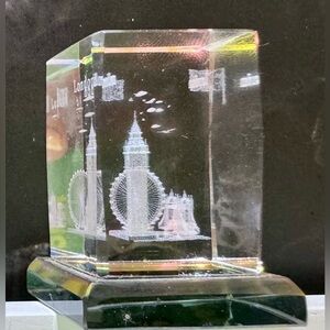 London Prism Crystal Lazer Etched Souvenir from London